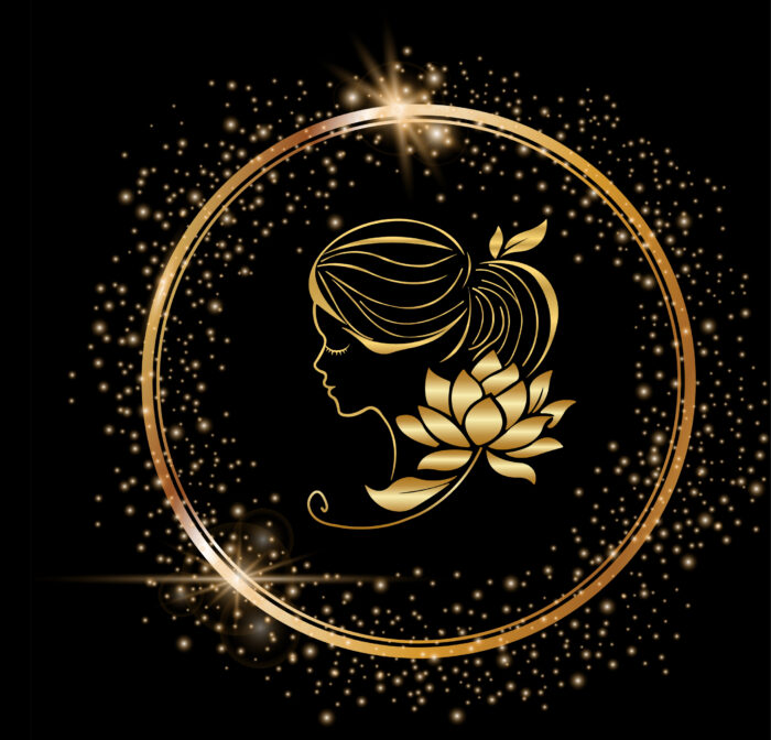Golden beauty salon logo vector