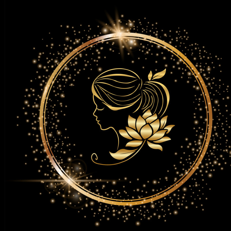 Golden beauty salon logo vector